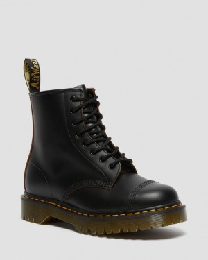 Men's Dr Martens 1460 Bex Made in England Toe Cap Lace Up Platform Shoes Black | NZ_Dr32718